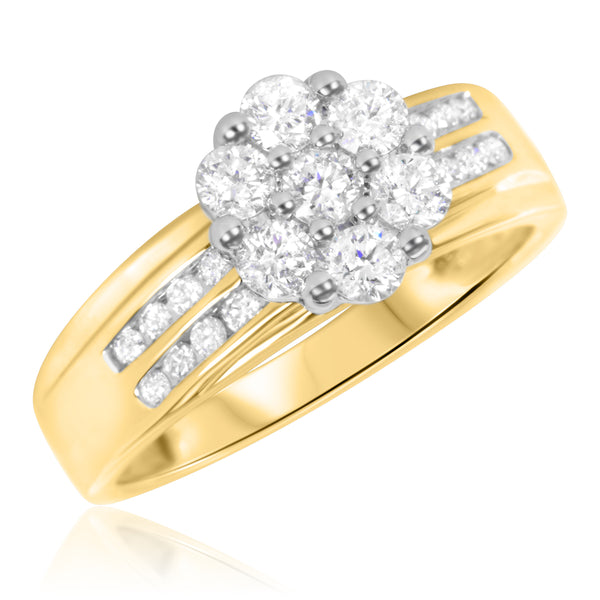 My Trio Rings Kindred 1-5/8 CTW Lab Grown Diamond Round Cluster Trio Set in 10KT Yellow Gold