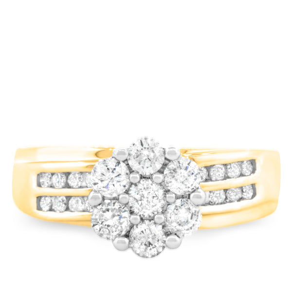 My Trio Rings Kindred 1-5/8 CTW Lab Grown Diamond Round Cluster Trio Set in 10KT Yellow Gold