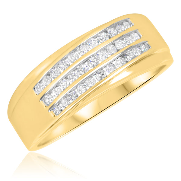 My Trio Rings Kindred 1-5/8 CTW Lab Grown Diamond Round Cluster Trio Set in 10KT Yellow Gold