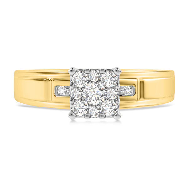 My Trio Rings Boundless 1/2 CTW Lab Grown Diamond Princess Cluster Bridal Set in 10KT Yellow Gold