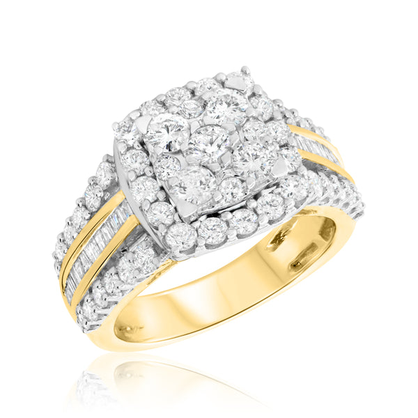 My Trio Rings Louise 3 CTW Lab Grown Diamond Cushion Cluster Trio Set in 10KT Yellow Gold