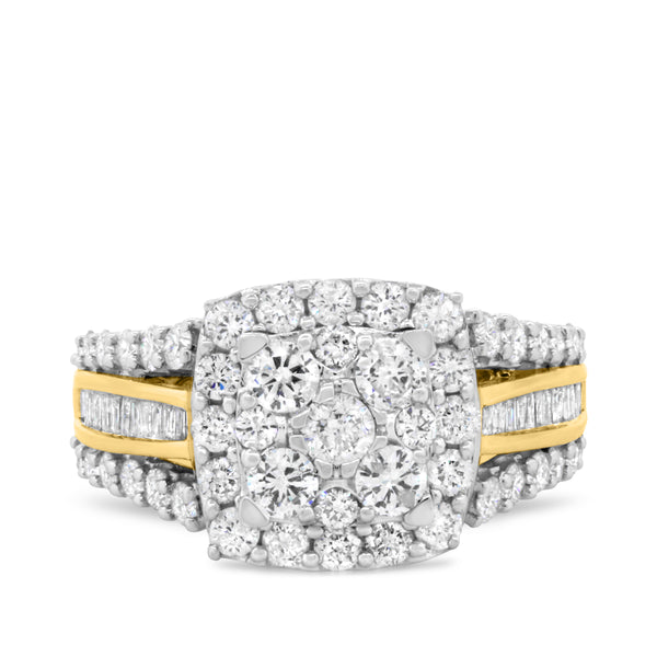 My Trio Rings Louise 3 CTW Lab Grown Diamond Cushion Cluster Trio Set in 10KT Yellow Gold