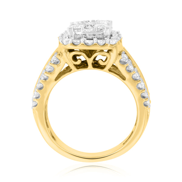 My Trio Rings Louise 3 CTW Lab Grown Diamond Cushion Cluster Trio Set in 10KT Yellow Gold