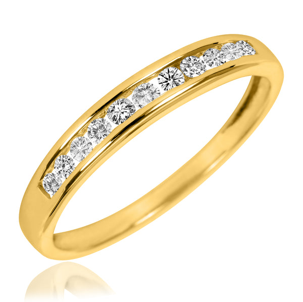 My Trio Rings Encienda 7/8 CTW Lab Grown Diamond Wedding Band Set in 10KT Yellow Gold