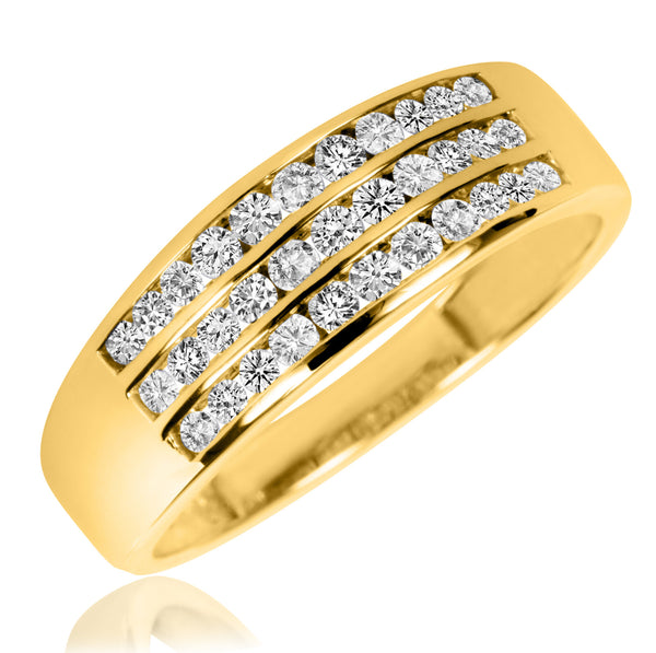 My Trio Rings Encienda 7/8 CTW Lab Grown Diamond Wedding Band Set in 10KT Yellow Gold