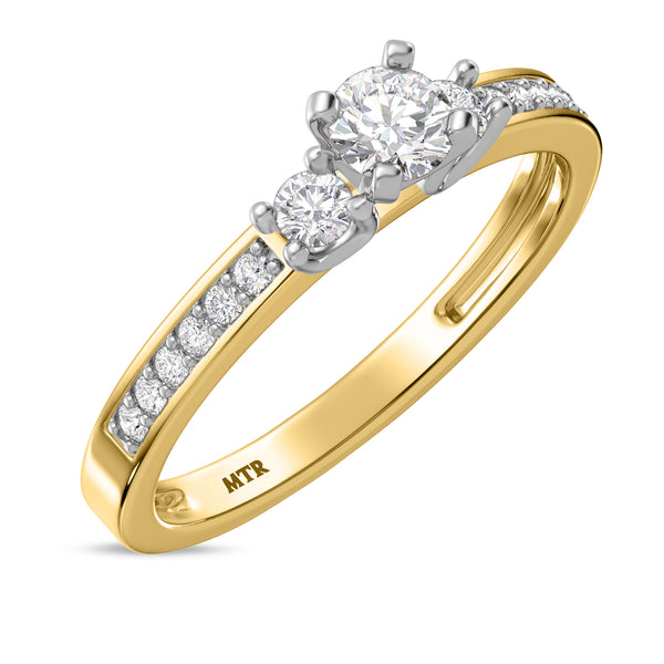 My Trio Rings Marline 1-1/3 CTW Lab Grown Diamond Round Solitaire Wedding Trio Set in 14KT Yellow Gold Vermeil
