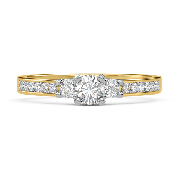 My Trio Rings Marline 1-1/3 CTW Lab Grown Diamond Round Solitaire Wedding Trio Set in 14KT Yellow Gold Vermeil