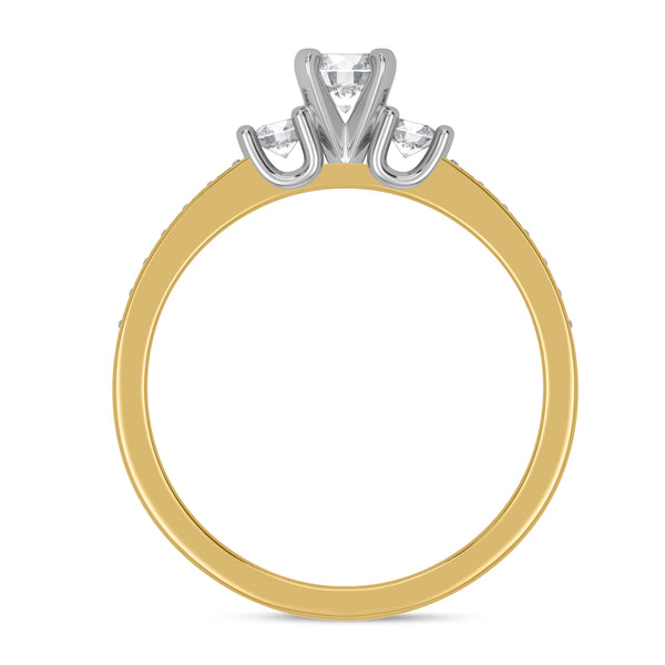 My Trio Rings Marline 1-1/3 CTW Lab Grown Diamond Round Solitaire Wedding Trio Set in 14KT Yellow Gold Vermeil