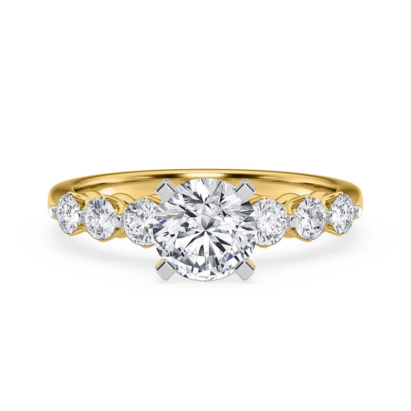 My Trio Rings Oxley 2-5/8 CTW Lab Grown Diamond Round Solitaire Wedding Trio Set in 14KT Yellow Gold Vermeil