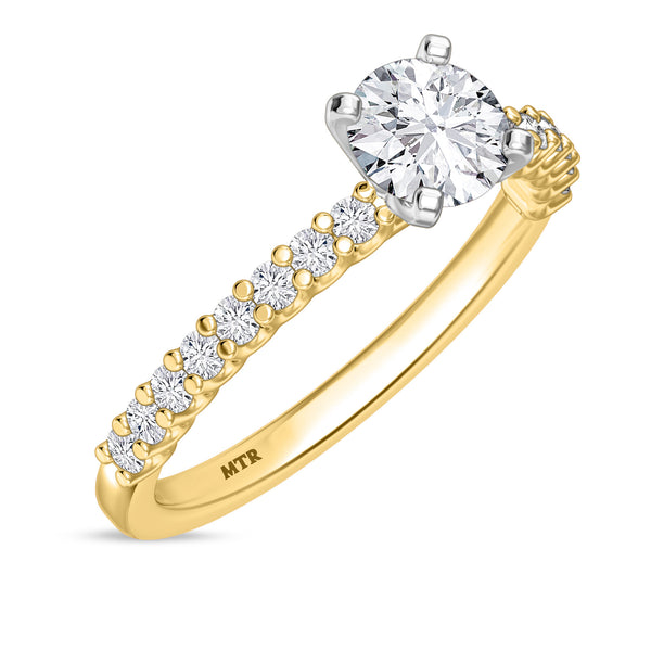 My Trio Rings Prudence 1-1/2 CTW Lab Grown Diamond Round Solitaire Wedding Trio Set in 14KT Yellow Gold Vermeil
