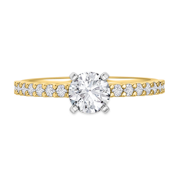 My Trio Rings Prudence 1-1/2 CTW Lab Grown Diamond Round Solitaire Wedding Trio Set in 14KT Yellow Gold Vermeil
