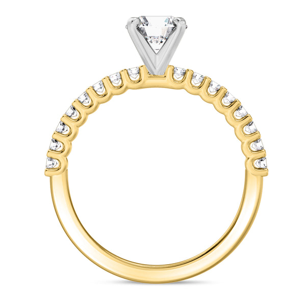 My Trio Rings Prudence 1-1/2 CTW Lab Grown Diamond Round Solitaire Wedding Trio Set in 14KT Yellow Gold Vermeil