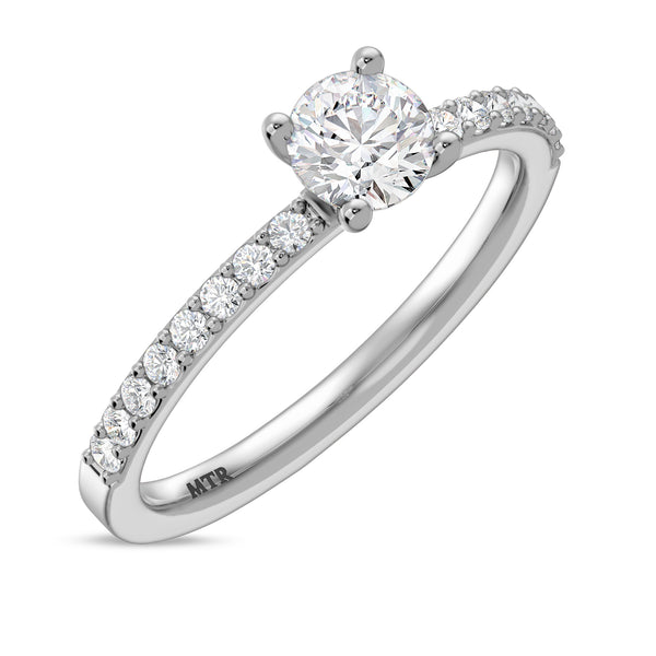 My Trio Rings Keanu 1-1/2 CTW Lab Grown Diamond Round Solitaire Wedding Trio Set in 14KT White Gold Vermeil