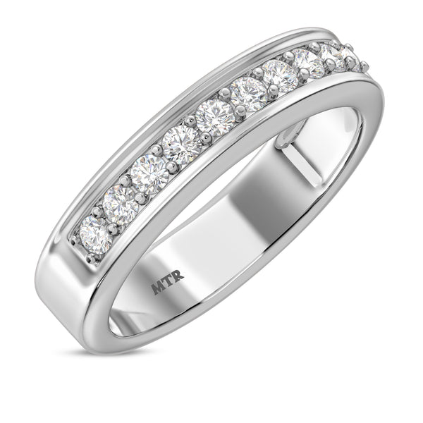 My Trio Rings Keanu 1-1/2 CTW Lab Grown Diamond Round Solitaire Wedding Trio Set in 14KT White Gold Vermeil