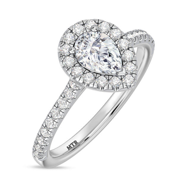My Trio Rings Adeola 1-2/3 CTW Lab Grown Diamond Pear Solitaire Wedding Trio Set in 14KT White Gold Vermeil