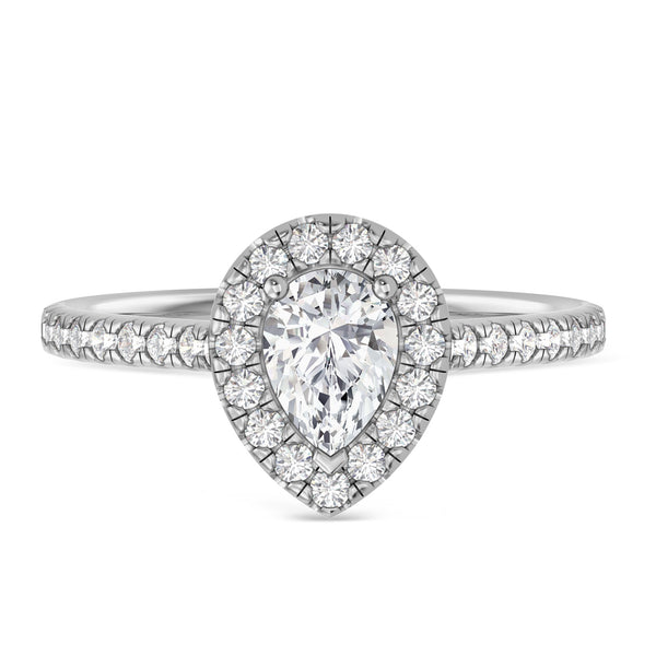 My Trio Rings Adeola 1-2/3 CTW Lab Grown Diamond Pear Solitaire Wedding Trio Set in 14KT White Gold Vermeil