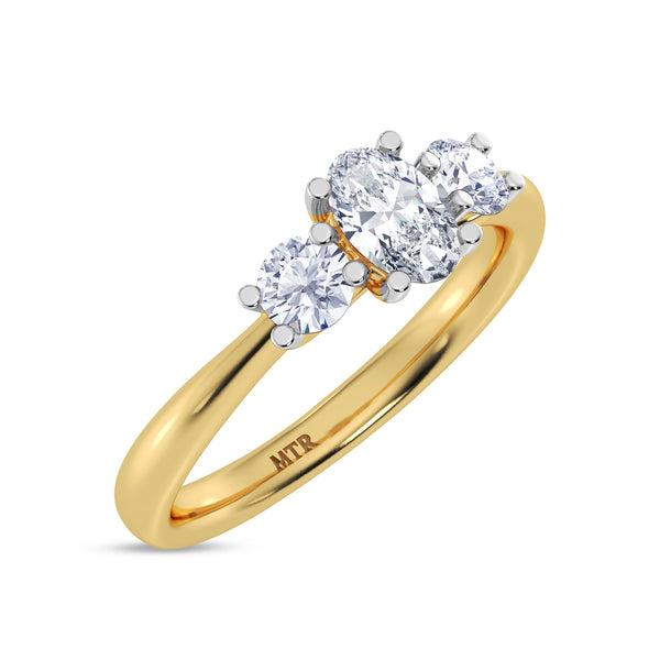 My Trio Rings Amari 3/4 CTW Lab Grown Diamond Oval Solitaire Wedding Trio Set in 14KT Yellow Gold Vermeil