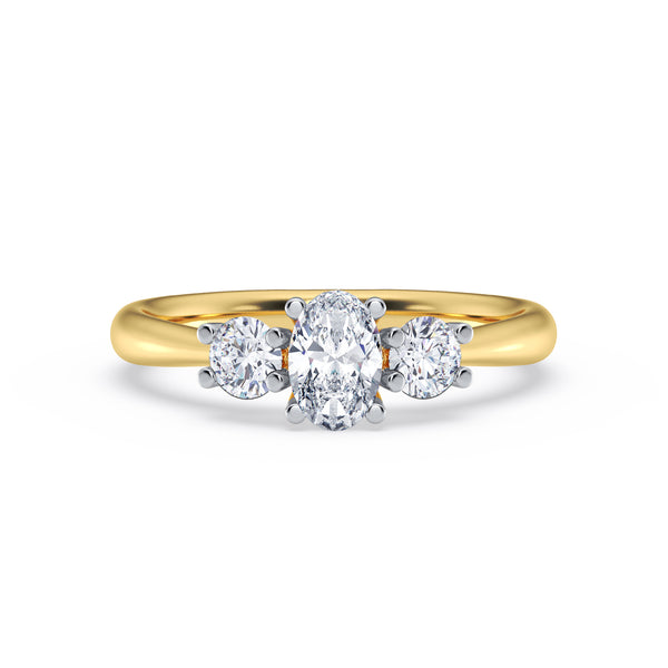 My Trio Rings Amari 3/4 CTW Lab Grown Diamond Oval Solitaire Wedding Trio Set in 14KT Yellow Gold Vermeil