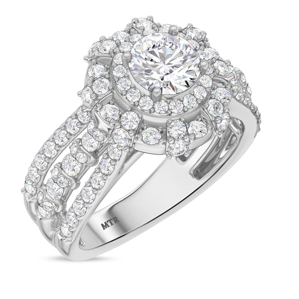 My Trio Rings Jemma 3-1/10 CTW Lab Grown Diamond Round Solitaire Wedding Trio Set in 14KT White Gold Vermeil