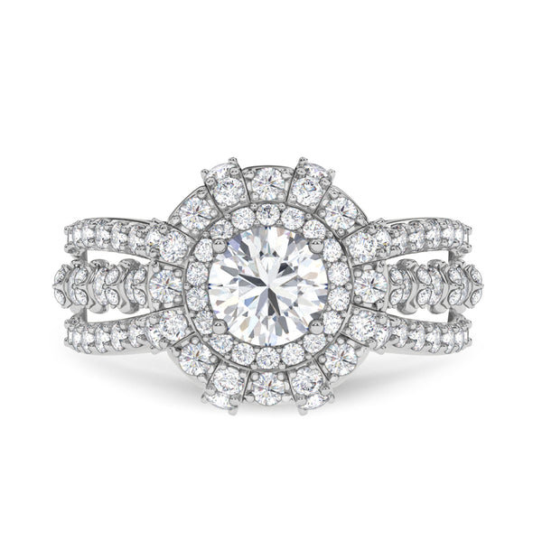 My Trio Rings Jemma 3-1/10 CTW Lab Grown Diamond Round Solitaire Wedding Trio Set in 14KT White Gold Vermeil