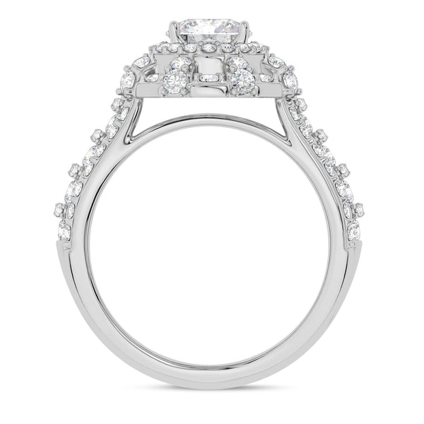 My Trio Rings Jemma 3-1/10 CTW Lab Grown Diamond Round Solitaire Wedding Trio Set in 14KT White Gold Vermeil