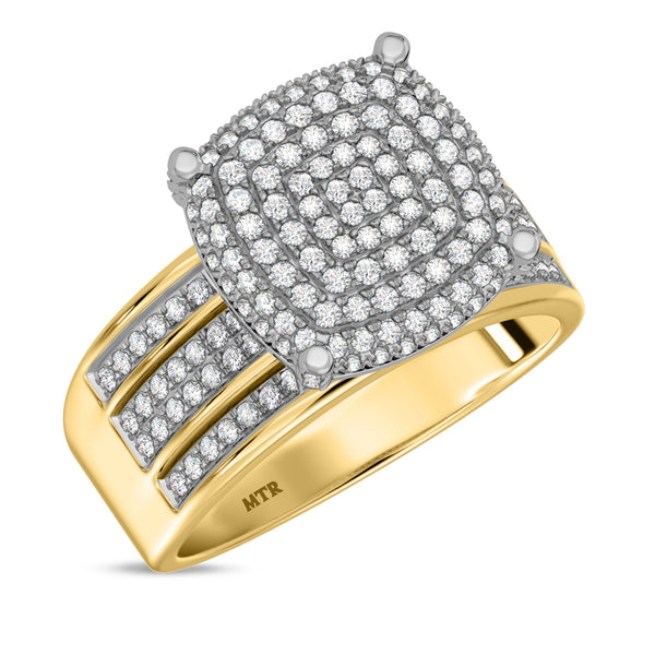 My Trio Rings Jia 1-1/4 CTW Lab Grown Diamond Cushion Cluster Wedding Trio Set in 14KT Yellow Gold Vermeil