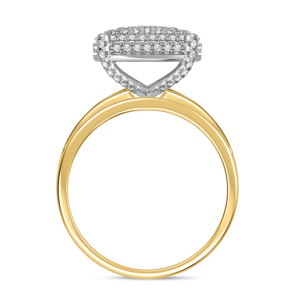 My Trio Rings Jia 1-1/4 CTW Lab Grown Diamond Cushion Cluster Wedding Trio Set in 14KT Yellow Gold Vermeil