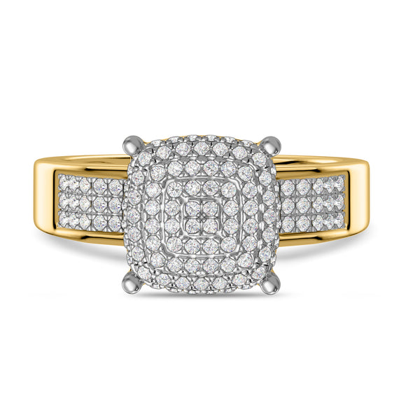 My Trio Rings Enamor 1 CTW Lab Grown Diamond Princess Cluster Wedding Trio Set in 14KT Yellow Gold Vermeil