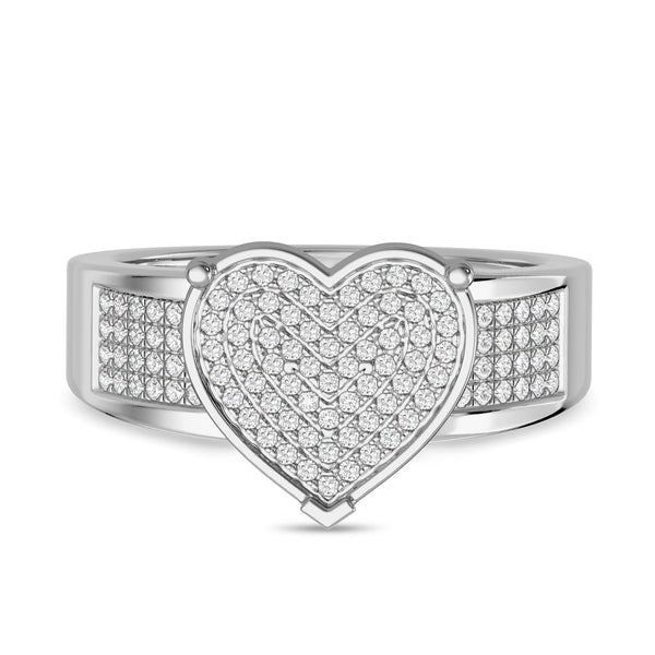 My Trio Rings Valentina 1 CTW Lab Grown Diamond Heart Cluster Wedding Trio Set in 14KT White Gold Vermeil