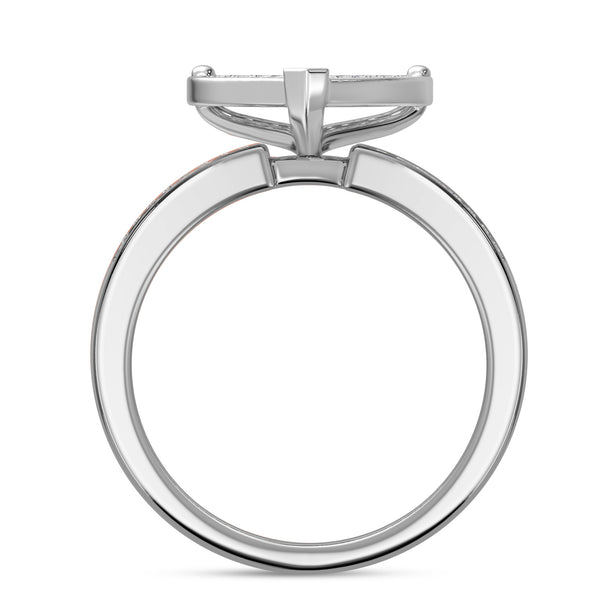 My Trio Rings Valentina 1 CTW Lab Grown Diamond Heart Cluster Wedding Trio Set in 14KT White Gold Vermeil