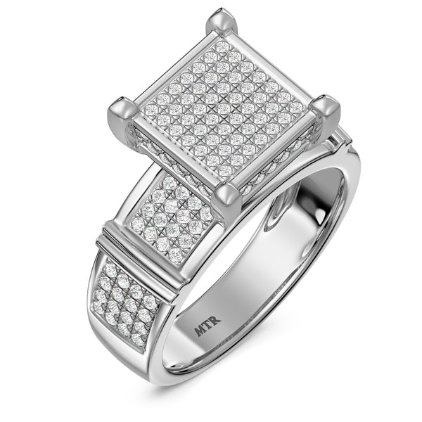 My Trio Rings Amity 1-1/4 CTW Lab Grown Diamond Princess Cluster Wedding Trio Set in 14KT White Gold Vermeil