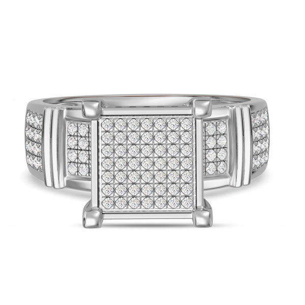 My Trio Rings Amity 1-1/4 CTW Lab Grown Diamond Princess Cluster Wedding Trio Set in 14KT White Gold Vermeil