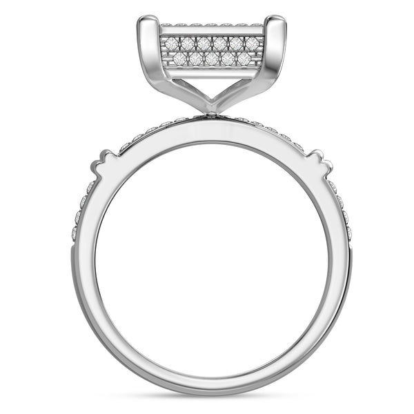 My Trio Rings Amity 1-1/4 CTW Lab Grown Diamond Princess Cluster Wedding Trio Set in 14KT White Gold Vermeil