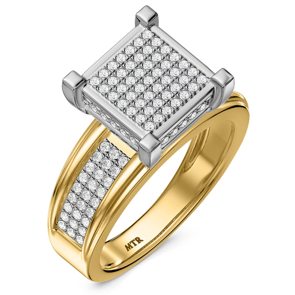 My Trio Rings Affy 1-1/4 CTW Lab Grown Diamond Princess Cluster Wedding Trio Set in 14KT Yellow Gold Vermeil