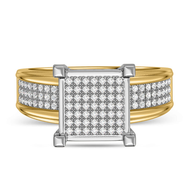 My Trio Rings Affy 1-1/4 CTW Lab Grown Diamond Princess Cluster Wedding Trio Set in 14KT Yellow Gold Vermeil