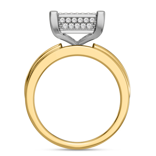My Trio Rings Affy 1-1/4 CTW Lab Grown Diamond Princess Cluster Wedding Trio Set in 14KT Yellow Gold Vermeil