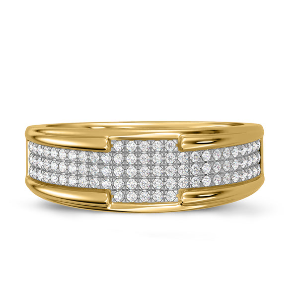 My Trio Rings Affy 1-1/4 CTW Lab Grown Diamond Princess Cluster Wedding Trio Set in 14KT Yellow Gold Vermeil