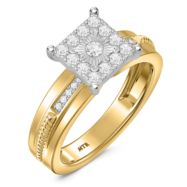 My Trio Rings Harmonee 1/2 CTW Lab Grown Diamond Princess Cluster Wedding Trio Set in 14KT Yellow Gold Vermeil