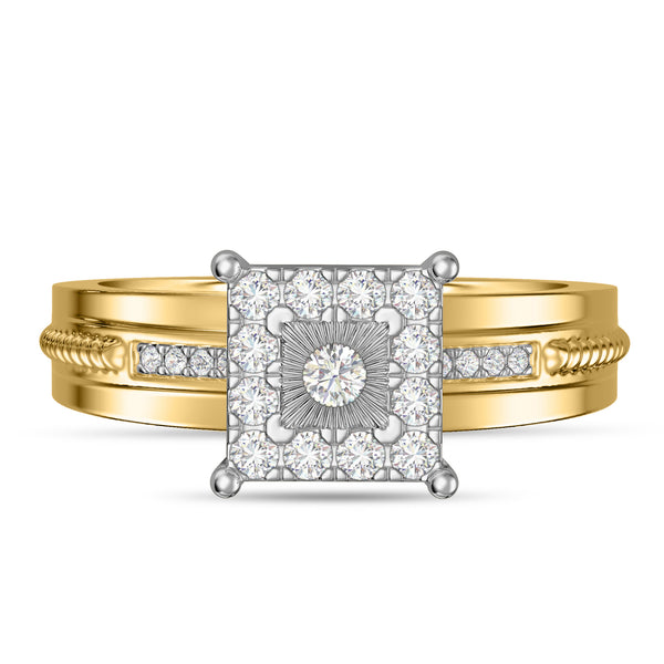 My Trio Rings Harmonee 1/2 CTW Lab Grown Diamond Princess Cluster Wedding Trio Set in 14KT Yellow Gold Vermeil