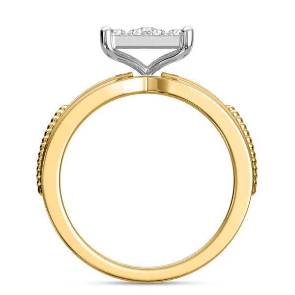 My Trio Rings Harmonee 1/2 CTW Lab Grown Diamond Princess Cluster Wedding Trio Set in 14KT Yellow Gold Vermeil