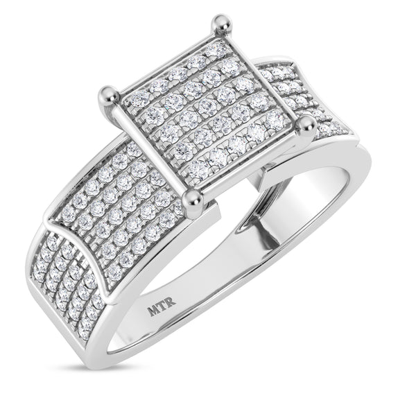 My Trio Rings Berthold 1 CTW Lab Grown Diamond Princess Cluster Wedding Trio Set in 14KT White Gold Vermeil