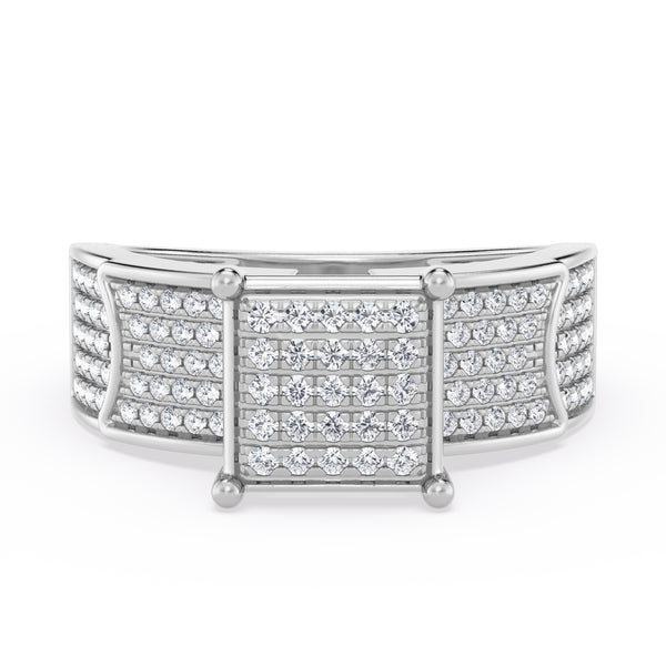 My Trio Rings Berthold 1 CTW Lab Grown Diamond Princess Cluster Wedding Trio Set in 14KT White Gold Vermeil