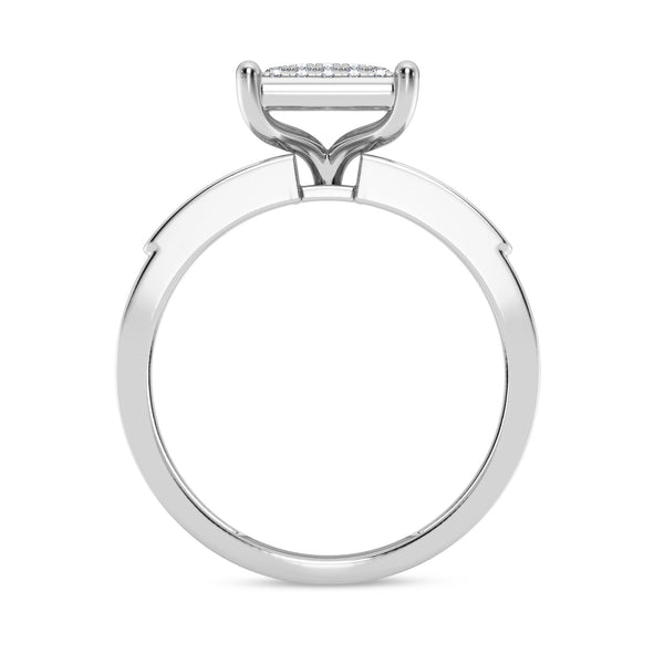 My Trio Rings Berthold 1 CTW Lab Grown Diamond Princess Cluster Wedding Trio Set in 14KT White Gold Vermeil