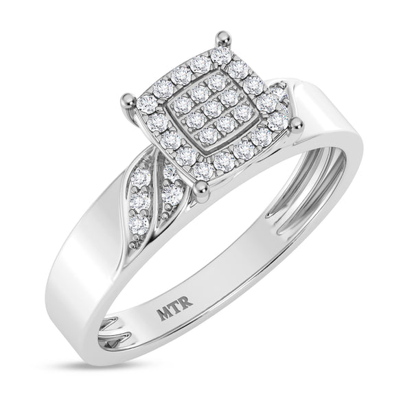 My Trio Rings Isidor 1/4 CTW Lab Grown Diamond Cushion Cluster Wedding Trio Set in 14KT White Gold Vermeil