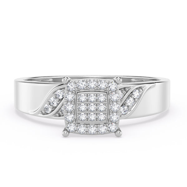 My Trio Rings Isidor 1/4 CTW Lab Grown Diamond Cushion Cluster Wedding Trio Set in 14KT White Gold Vermeil