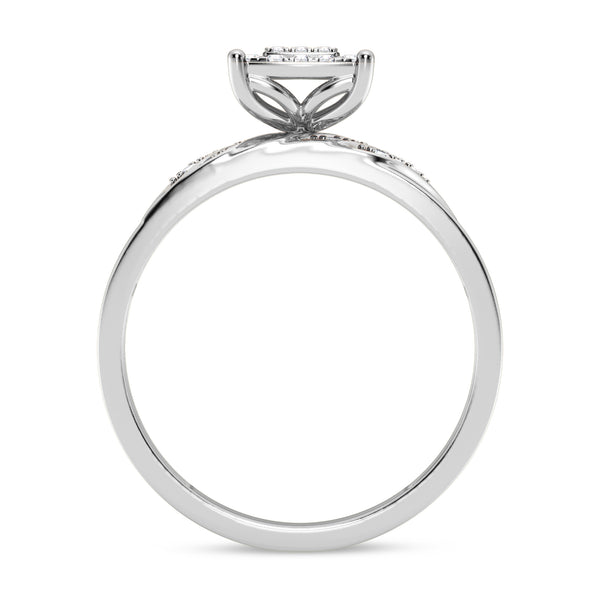 My Trio Rings Isidor 1/4 CTW Lab Grown Diamond Cushion Cluster Wedding Trio Set in 14KT White Gold Vermeil