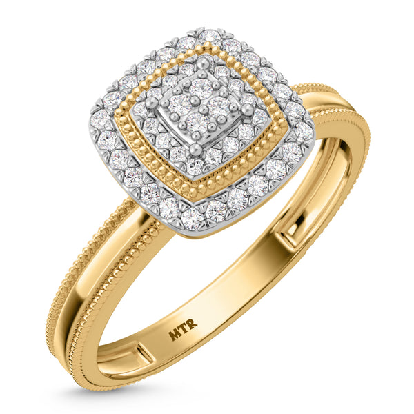 My Trio Rings Hansel 1/7 CTW Lab Grown Diamond Cushion Cluster Wedding Trio Set in 14KT Yellow Gold Vermeil