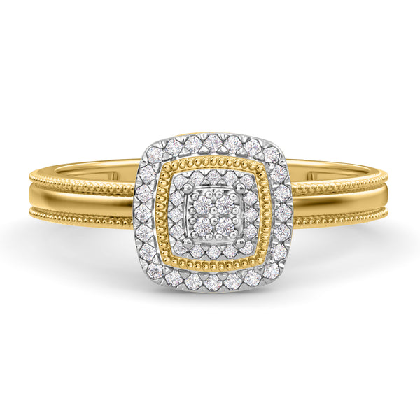 My Trio Rings Hansel 1/7 CTW Lab Grown Diamond Cushion Cluster Wedding Trio Set in 14KT Yellow Gold Vermeil