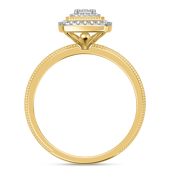 My Trio Rings Hansel 1/7 CTW Lab Grown Diamond Cushion Cluster Wedding Trio Set in 14KT Yellow Gold Vermeil