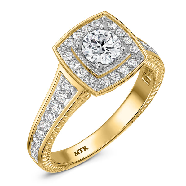 My Trio Rings Kadia 2-1/4 CTW Lab Grown Diamond Round Solitaire Wedding Trio Set in 14KT Yellow Gold Vermeil